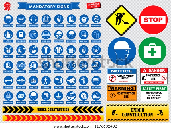 Mandatory Signs Construction Health Safety Sign Stock Vector (Royalty ...