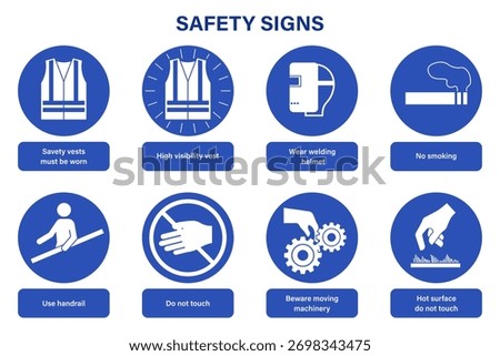 Mandatory signs vector. Safety signs. Warning signs symbol. 