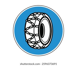 Mandatory Snow Chains Road Sign - Traffic Regulation Symbol - High Quality Vectorial Graphic