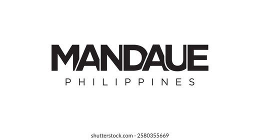 Mandaue in the Philippines emblem. The design features a geometric style, vector illustration with bold typography in a modern font. The graphic slogan lettering.