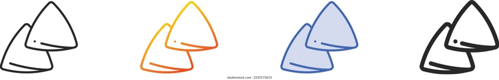 mandazi icon.Thin Linear, gradiente, traço azul e negrito Design estilo isolado no fundo branco