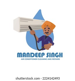 Mandeep singh air conditioner cleaning and repairs vector mascot logo template.