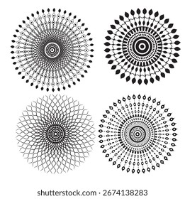 Mandela vintage Vector set four icon Collections abstract white and Black