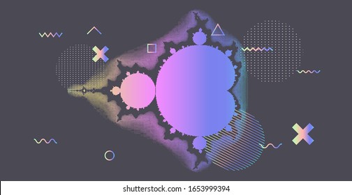 Mandelbrot set, complex fractal shape in pixel art style.