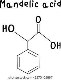 Mandelic acid,chemical structure of Mandelic acid AHA alpha Hydroxy acid illustration on transparency background