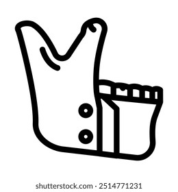Vector de la línea de la cirugía de la osteotomía mandibular. Signo de la cirugía de la osteotomía mandibular. Contorno aislado