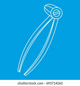 Mandibular wisdom tooth dentist forceps icon blue outline style isolated vector illustration. Thin line sign