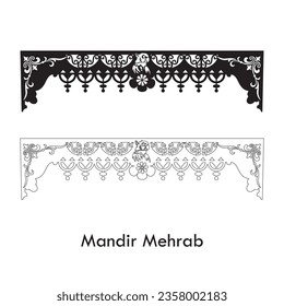 Mandir Mehrab Jali Vector Cutting Files Corian Mehrab, WPC Mehrab, Vectores MDF Mehrab