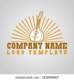 Mandolin Company Name. Music Logo Template Design. Logotype Country Mandoline Flat Brand Icon.