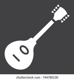 Mandolin glyph icon, music and instrument, sound sign vector graphics, a solid pattern on a black background, eps 10.
