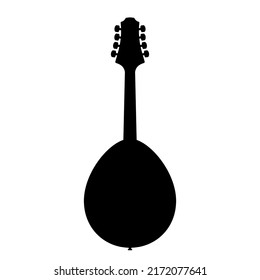 Mandolin icon. Black mandolin symbol isolated. Musical instrument icon. Vector illustration.