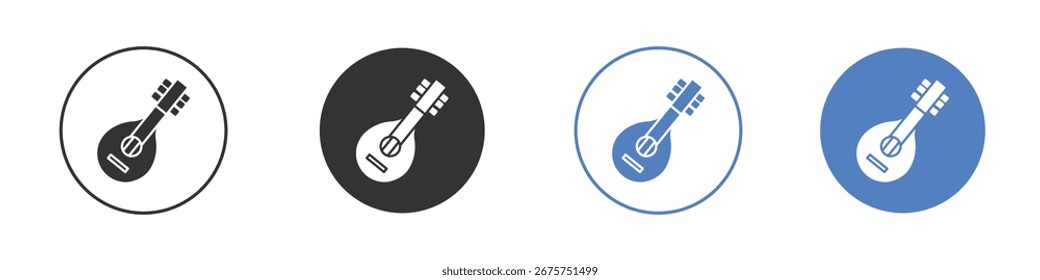 Colección de icono de mandolina para App en colores negro y azul