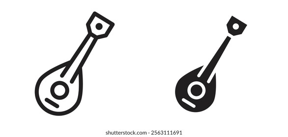 Mandolin icons in black line and filled versions