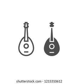 Mandolin line and glyph icon, musical and string, guitar sign, vector graphics, a linear pattern on a white background, eps 10.