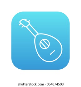 Mandolin line icon for web, mobile and infographics. Vector white icon on the blue gradient square with rounded corners isolated on white background.