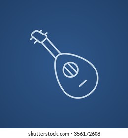Mandolin line icon for web, mobile and infographics. Vector light blue icon isolated on blue background.