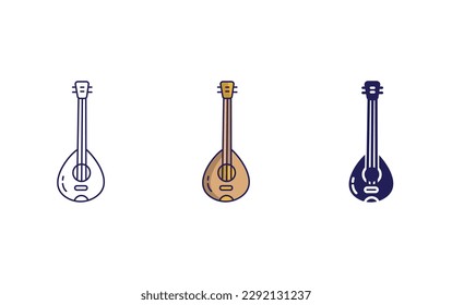 Mandolin line and solid illustration icon