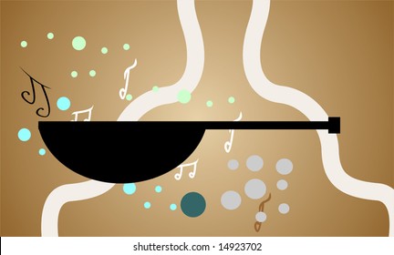 mandolin with music notes	