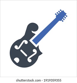 Mandolin musical instrument icon, Vector graphics