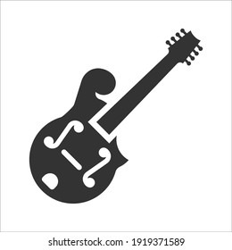 Mandolin musical instrument icon, Vector graphics