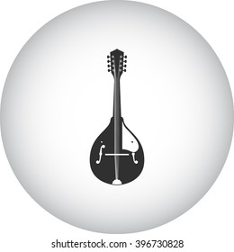 Mandolin musical instrument simple icon on round background