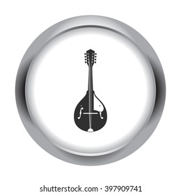 Mandolin musical instrument simple icon on round background