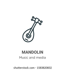 Mandolin outline vector icon. Thin line black mandolin icon, flat vector simple element illustration from editable music concept isolated on white background