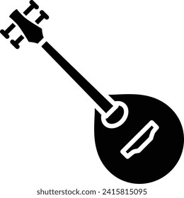 Mandolin solid and glyph vector illustration