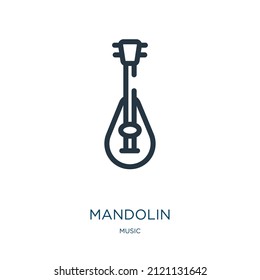 mandolin thin line icon. music, tower linear icons from music concept isolated outline sign. Vector illustration symbol element for web design and apps.