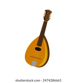 mandolin, vector drawing musical instrument isolated at white background, hand drawn illustration