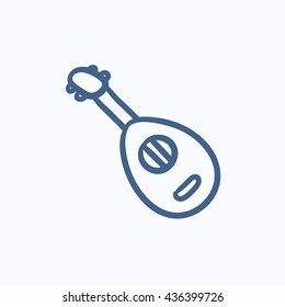 Mandolin vector sketch icon isolated on background. Hand drawn Mandolin icon. Mandolin sketch icon for infographic, website or app.