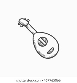 Mandolin vector sketch icon isolated on background. Hand drawn Mandolin icon. Mandolin sketch icon for infographic, website or app.