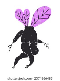 Mandrake root. Cartoon vector illustration in doodle style