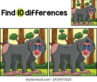 Mandrill Animal Find The Differences 