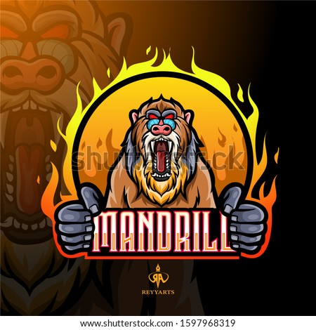 Mandrill baboon mascot esport logo design.