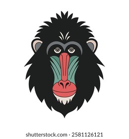 Mandrill face vector, Mandrill head clipart design illustration