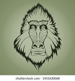 Mandrill Head illustration vector art