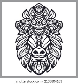Mandrill-Kopf-Zentangle-Kunst einzeln auf weißem Hintergrund