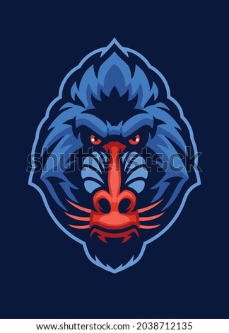 Mandrill monkey head Mascot Logo