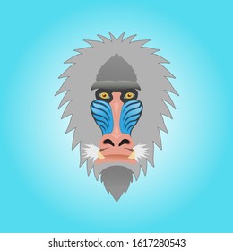 Mandrill Monkey Head Mascot. vectors