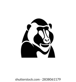 Mandrill monkey head vector logo design silhouette black and white with mandrill