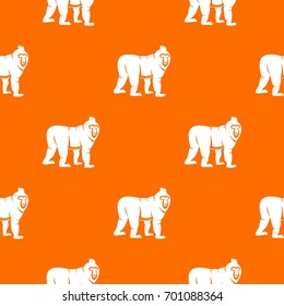 Mandrill monkey pattern repeat seamless in orange color for any design. Vector geometric illustration