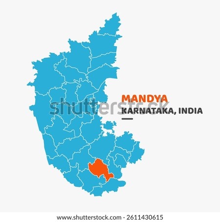 Mandya District Highlighted on Karnataka State Map