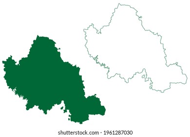 Distrito de Mandya (Estado de Karnataka, República de la India, división de Mysore) mapa de ilustración vectorial, dibujo de garrapatas Mapa Mandya