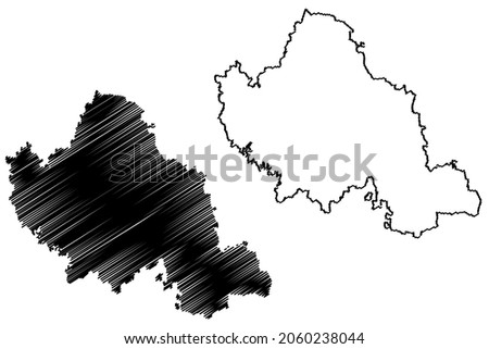 Mandya district (Karnataka State, Republic of India, Mysore division) map vector illustration, scribble sketch Mandya map