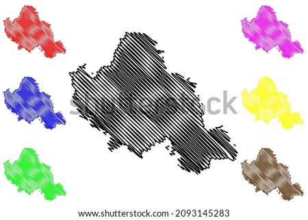 Mandya district (Karnataka State, Republic of India, Mysore division) map vector illustration, scribble sketch Mandya map
