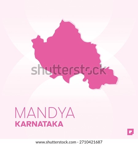 MANDYA District Map, Karnataka, India – Editable Vector Outline.
