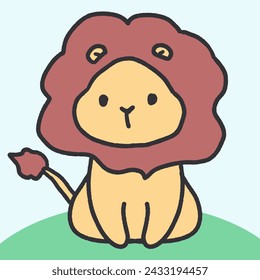 Mane in the Meadow Lion Serene Break Vector Art. Perfect for children's materials, animal-themed projects, or simply as a bright and cheerful decoration.