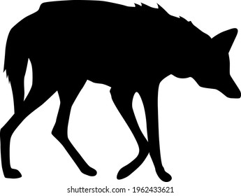 maned wolf form side silhouette, vector isolated on white background