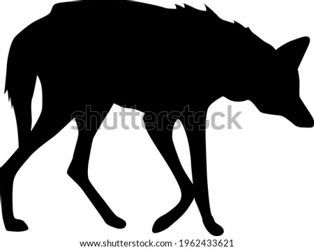 maned wolf form side silhouette, vector isolated on white background